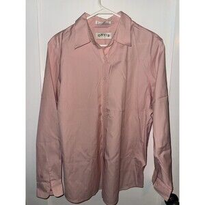Orvis Womens Size 16 Pink Long Sleeve Button Down Dress Shirt Wrinkle Free